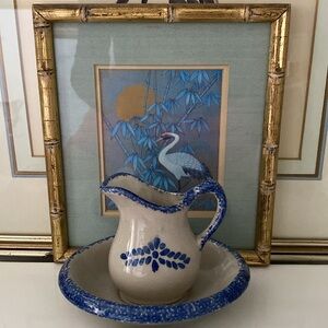 Vintage LOOMCO Miniature Stoneware Pitcher & Bowl